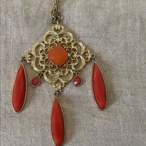 Elegant Gold and Red Pendant Necklace